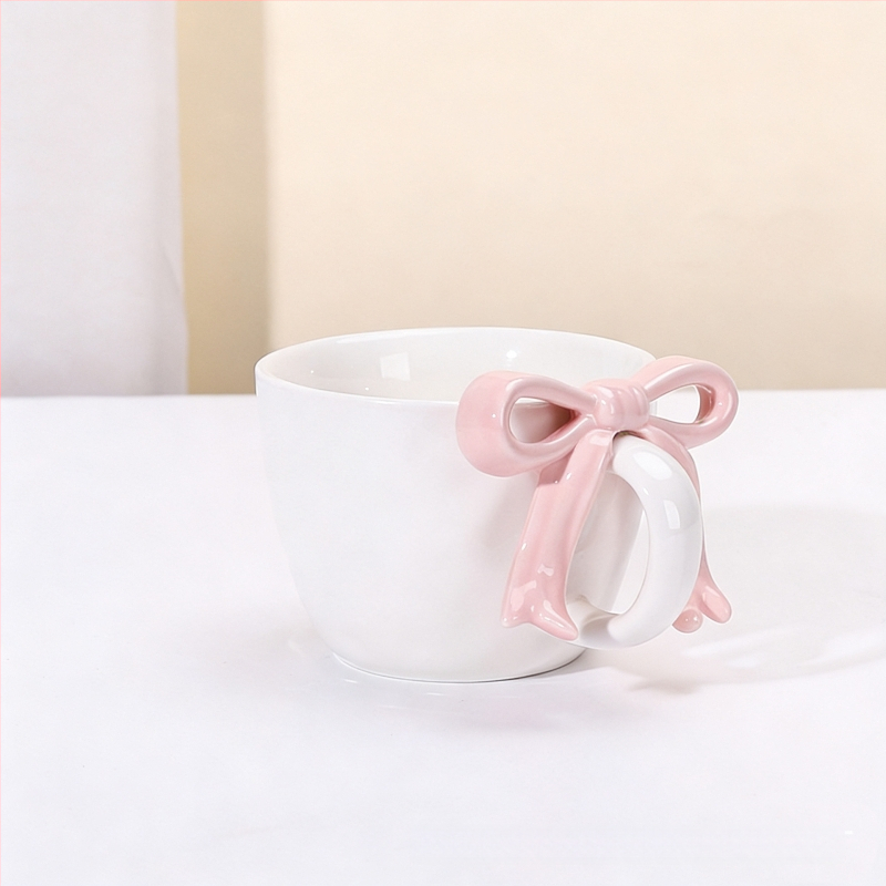 Kohvitassi ja alus taldrikut komplekt lipsu sõlmega, keraamiline disain, Põhjamaine stiil, 700 g, pakkimine paberkastiga, kohandatav