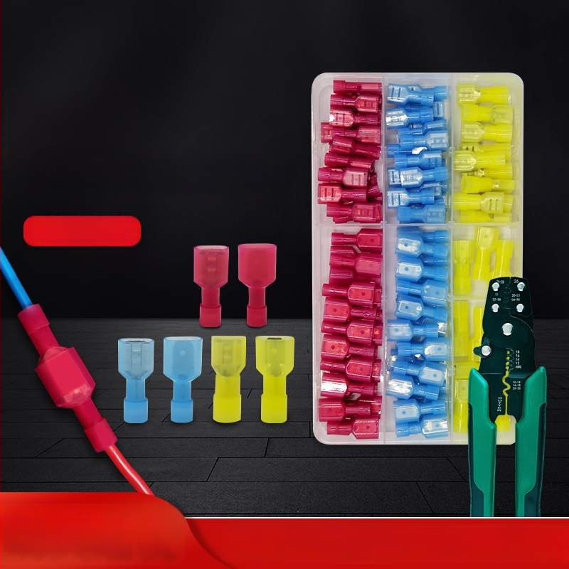 Atsperes kiirühendajad, meesso- ja naissoost, elektrijuhtmete jaoks, krimpimine, 0.5-6 mm², pakendivalikud: 100 või 200 tk