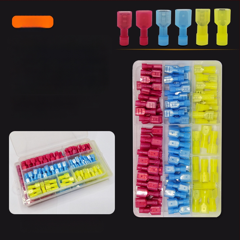 Atsperes kiirühendajad, meesso- ja naissoost, elektrijuhtmete jaoks, krimpimine, 0.5-6 mm², pakendivalikud: 100 või 200 tk