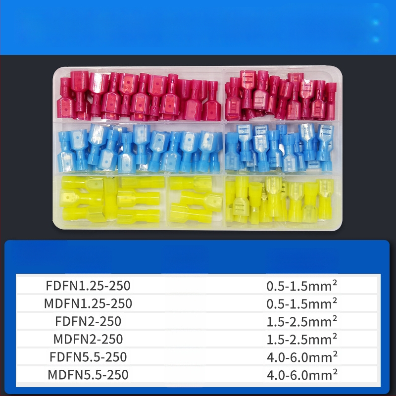 Atsperes kiirühendajad, meesso- ja naissoost, elektrijuhtmete jaoks, krimpimine, 0.5-6 mm², pakendivalikud: 100 või 200 tk