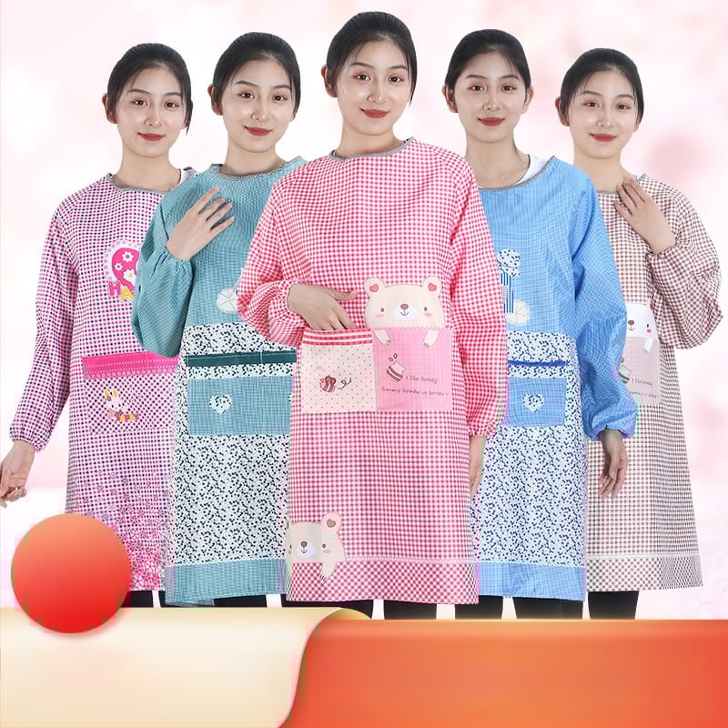 Priekšauts ar garām piedurknēm, Korejas stila, poliesters, karikatūras raksts, universāls pieaugušajiem