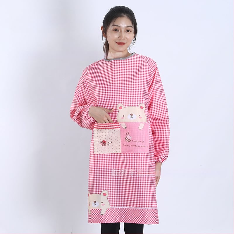 Priekšauts ar garām piedurknēm, Korejas stila, poliesters, karikatūras raksts, universāls pieaugušajiem