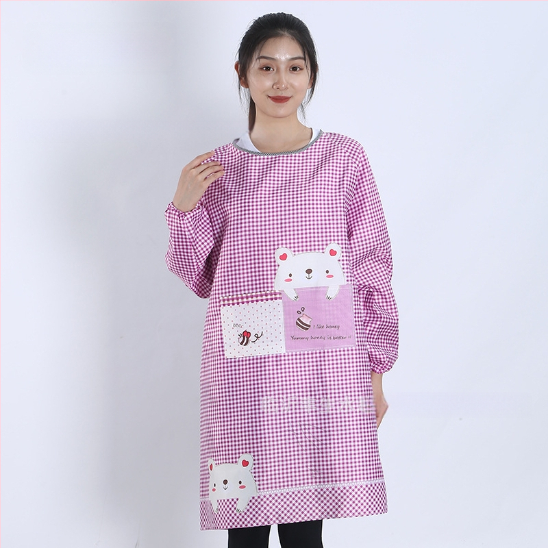 Priekšauts ar garām piedurknēm, Korejas stila, poliesters, karikatūras raksts, universāls pieaugušajiem