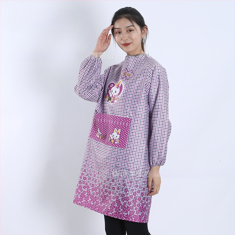 Priekšauts ar garām piedurknēm, Korejas stila, poliesters, karikatūras raksts, universāls pieaugušajiem