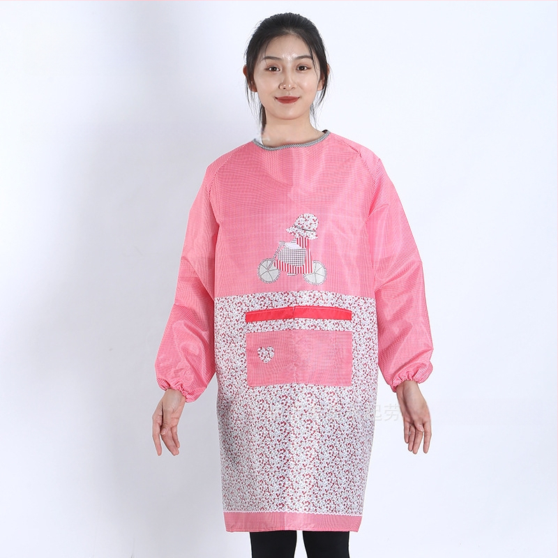 Priekšauts ar garām piedurknēm, Korejas stila, poliesters, karikatūras raksts, universāls pieaugušajiem