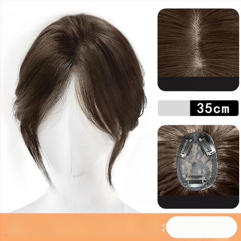 Parūka ar astoņzīmju bangs, slīpa bangs, palielina apjomu vainagā, zīdaini mati, mehāniska apstrāde