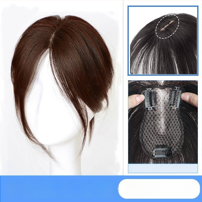 Parūka ar astoņzīmju bangs, slīpa bangs, palielina apjomu vainagā, zīdaini mati, mehāniska apstrāde