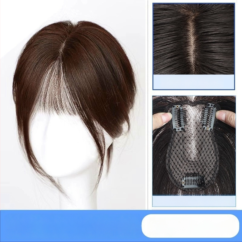 Parūka ar astoņzīmju bangs, slīpa bangs, palielina apjomu vainagā, zīdaini mati, mehāniska apstrāde