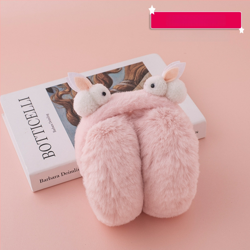 Laste plüüs kõrvakaitsed – talvine soojus, kokkupandav, karikatuurimuster