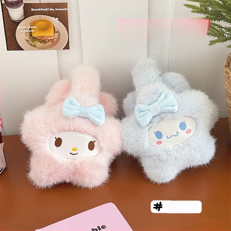 Pliisidest kõrvakaitsmega tähe kujuline — karikatuuristiil, soojad talveks ja sügisele, väliskasutuseks, naistele