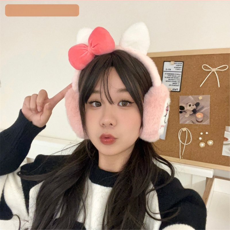 Pliisidest kõrvakaitsmega tähe kujuline — karikatuuristiil, soojad talveks ja sügisele, väliskasutuseks, naistele