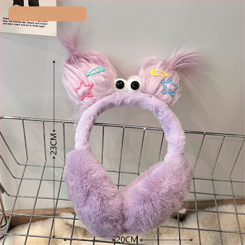 Pliisidest kõrvakaitsmega tähe kujuline — karikatuuristiil, soojad talveks ja sügisele, väliskasutuseks, naistele