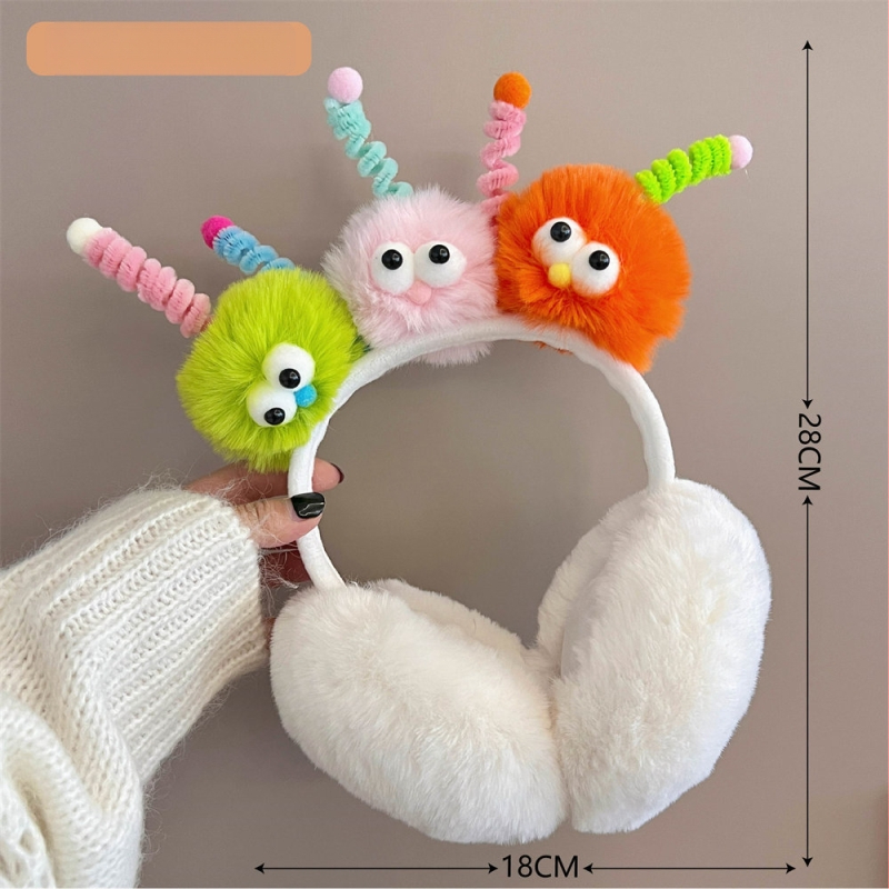 Pliisidest kõrvakaitsmega tähe kujuline — karikatuuristiil, soojad talveks ja sügisele, väliskasutuseks, naistele