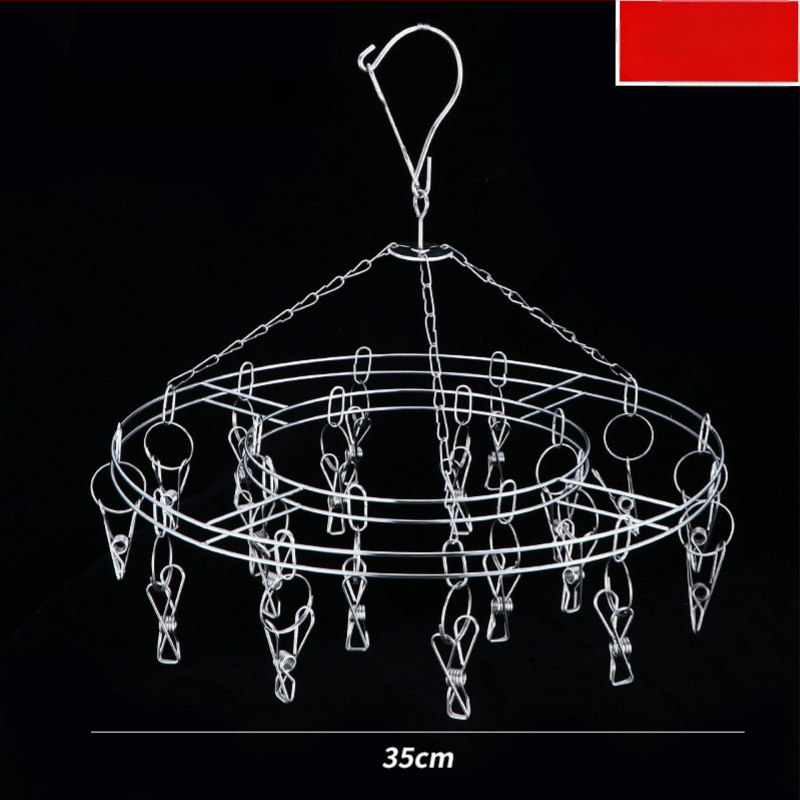 Ανοξείδωτο ράφι στέγνωσης με 20 κλιπ, διπλού επιπέδου, ανθεκτικό στον άνεμο, για κάλτσες, φουλάρια και γραβάτες