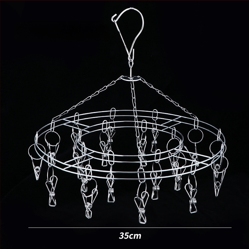Ανοξείδωτο ράφι στέγνωσης με 20 κλιπ, διπλού επιπέδου, ανθεκτικό στον άνεμο, για κάλτσες, φουλάρια και γραβάτες