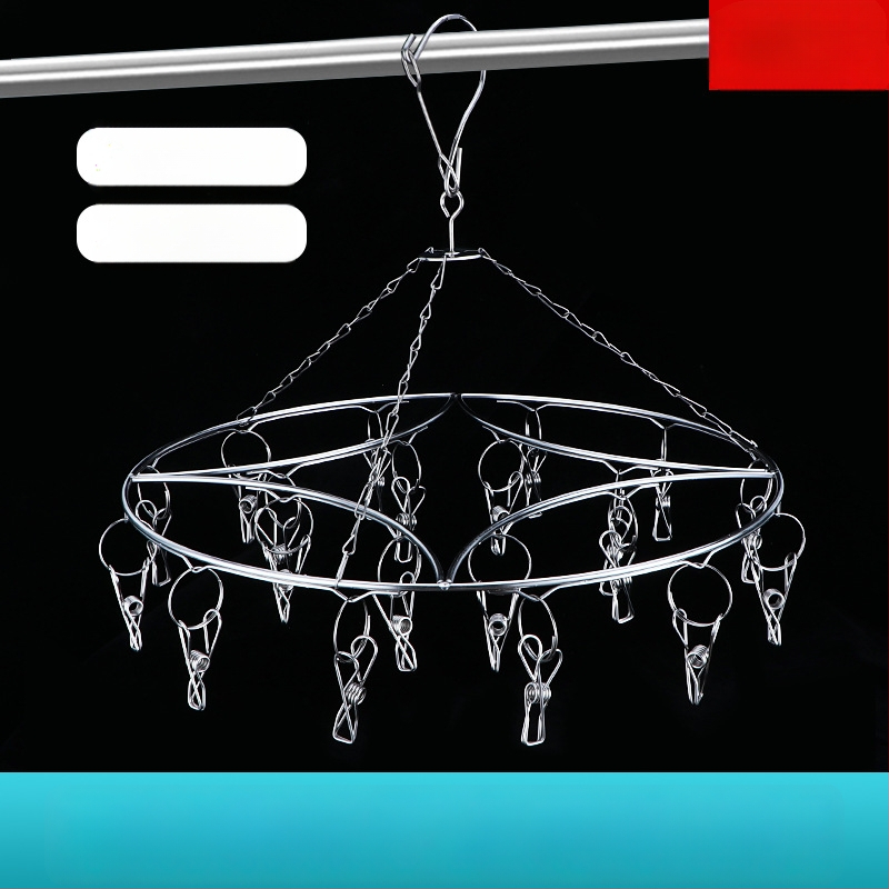 Ανοξείδωτο ράφι στέγνωσης με 20 κλιπ, διπλού επιπέδου, ανθεκτικό στον άνεμο, για κάλτσες, φουλάρια και γραβάτες