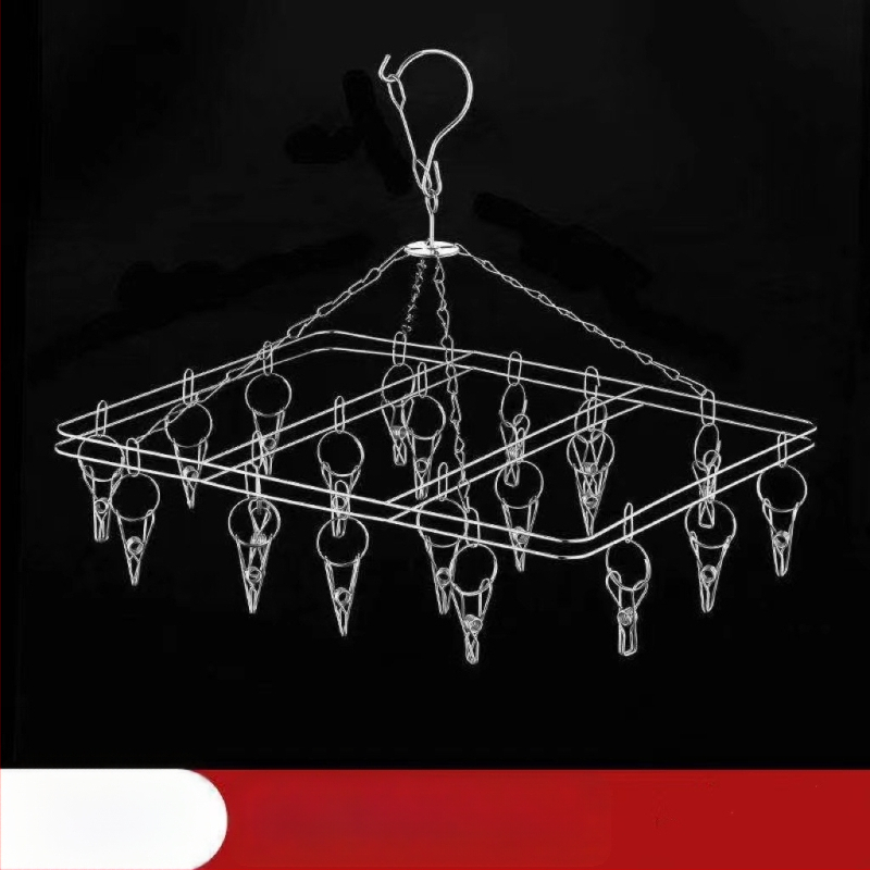 Ανοξείδωτο ράφι στέγνωσης με 20 κλιπ, διπλού επιπέδου, ανθεκτικό στον άνεμο, για κάλτσες, φουλάρια και γραβάτες