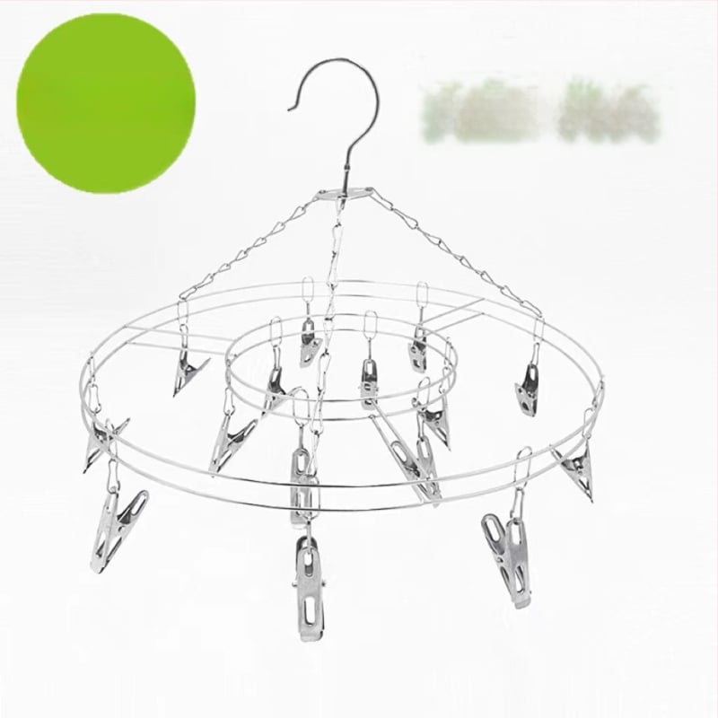 Ανοξείδωτο ράφι στέγνωσης με 20 κλιπ, διπλού επιπέδου, ανθεκτικό στον άνεμο, για κάλτσες, φουλάρια και γραβάτες