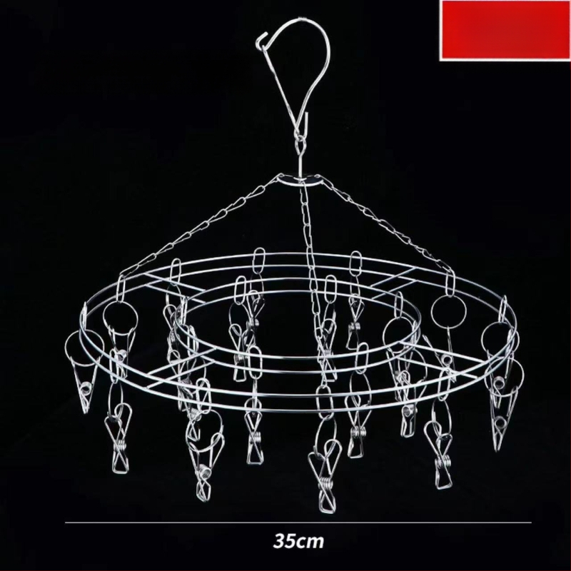 Ανοξείδωτο ράφι στέγνωσης με 20 κλιπ, διπλού επιπέδου, ανθεκτικό στον άνεμο, για κάλτσες, φουλάρια και γραβάτες