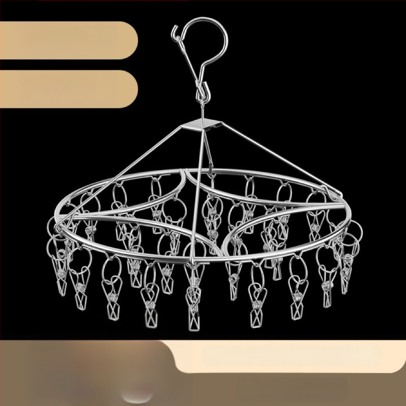 Ανοξείδωτο ράφι στέγνωσης με 20 κλιπ, διπλού επιπέδου, ανθεκτικό στον άνεμο, για κάλτσες, φουλάρια και γραβάτες