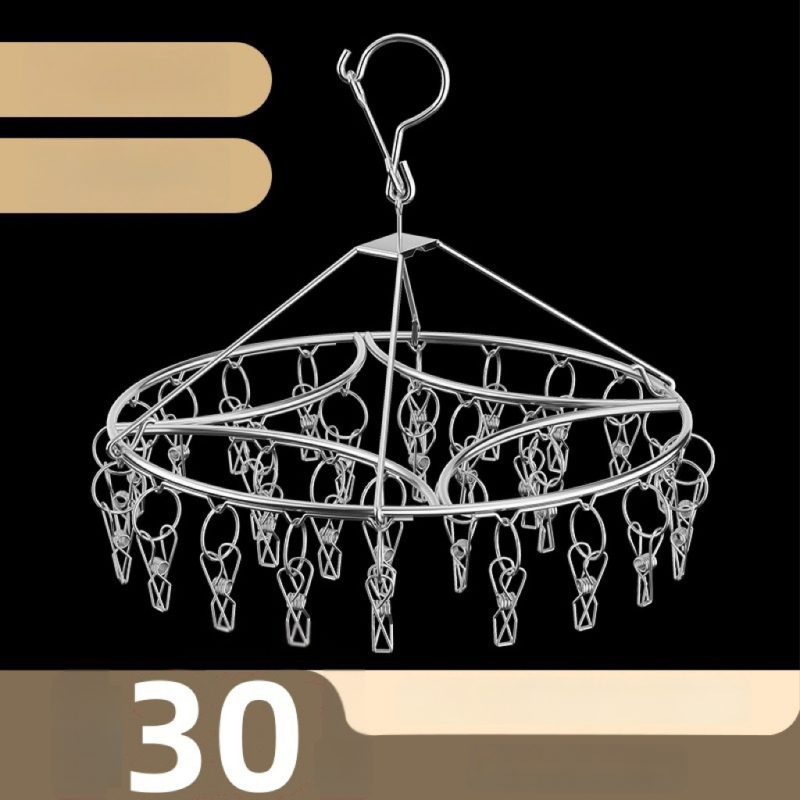 Ανοξείδωτο ράφι στέγνωσης με 20 κλιπ, διπλού επιπέδου, ανθεκτικό στον άνεμο, για κάλτσες, φουλάρια και γραβάτες