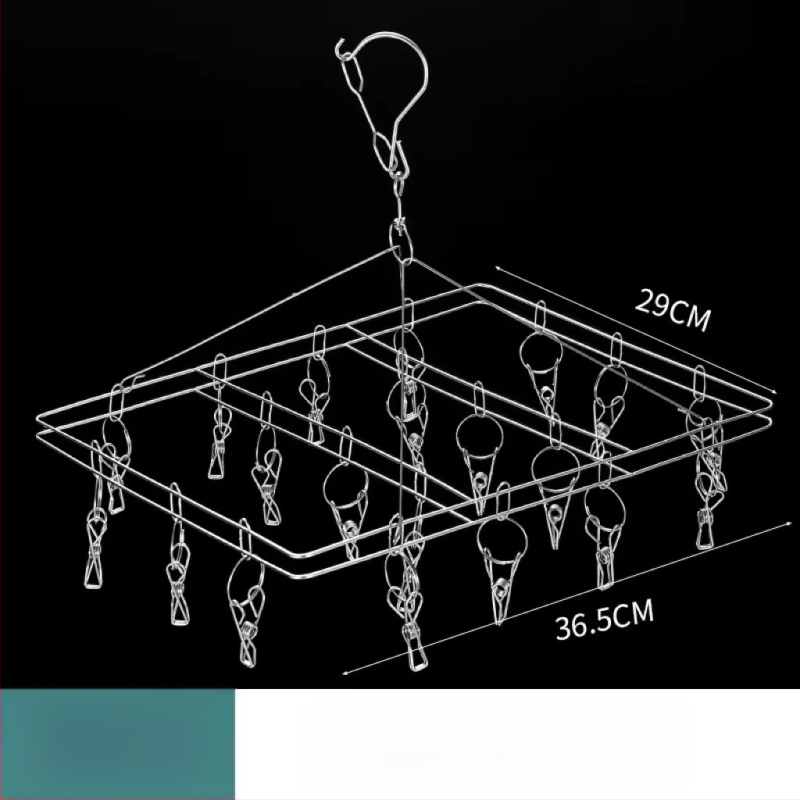 Ανοξείδωτο ράφι στέγνωσης με 20 κλιπ, διπλού επιπέδου, ανθεκτικό στον άνεμο, για κάλτσες, φουλάρια και γραβάτες