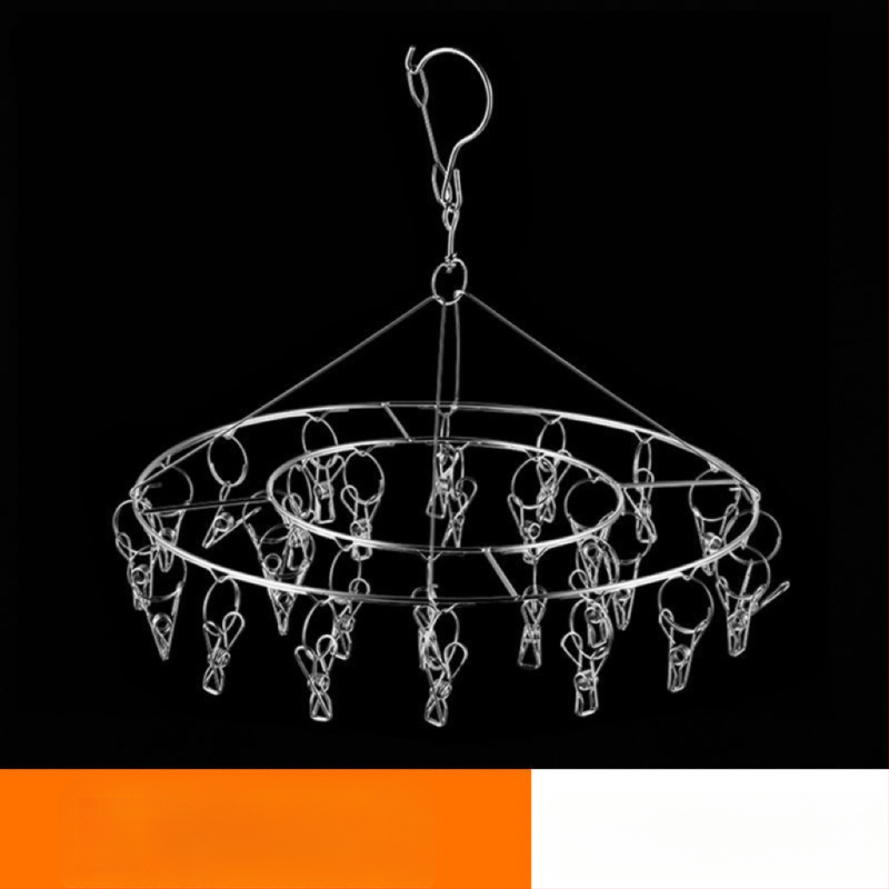 Ανοξείδωτο ράφι στέγνωσης με 20 κλιπ, διπλού επιπέδου, ανθεκτικό στον άνεμο, για κάλτσες, φουλάρια και γραβάτες