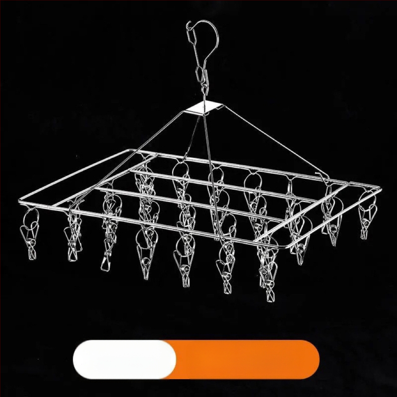 Ανοξείδωτο ράφι στέγνωσης με 20 κλιπ, διπλού επιπέδου, ανθεκτικό στον άνεμο, για κάλτσες, φουλάρια και γραβάτες