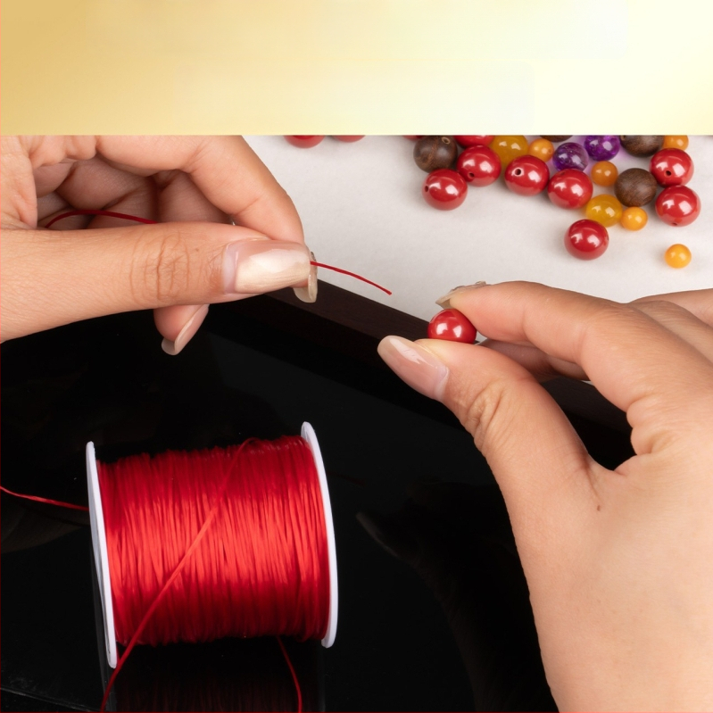 Aifsa elastinis apyrankės siūlas — plokščia šilkinė virvė karoliukų vėrimui, DIY medžiaga, atspari dėvėjimui, pritaikoma (2025)