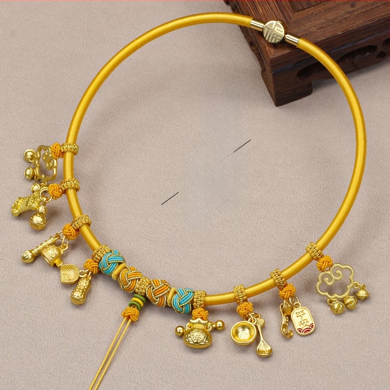 Bērnu kaklarota ar ilgas dzīves amuletu, aukla, U forma, O ķēde, 31–40 cm