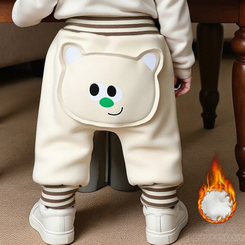 Kūdikių kelnės su fliso pamušalu, storos, aukštas liemuo, pilvo apsauga, gyvūnų raštas