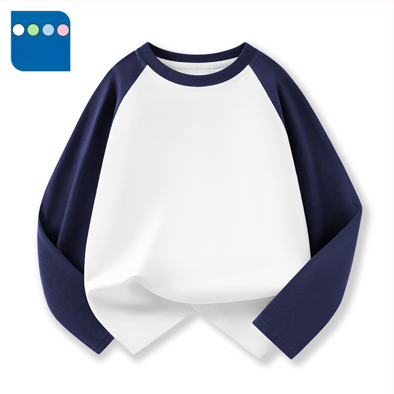 Vaikų raglano ilgų rankovių marškinėliai iš 100% medvilnės, apvalus kaklas, vienalytė spalva, drėgmės reguliavimas, švelnus paviršius, tinkamas pavasariui ir rudeniui, vaikams 3–8 ir 8+ metų