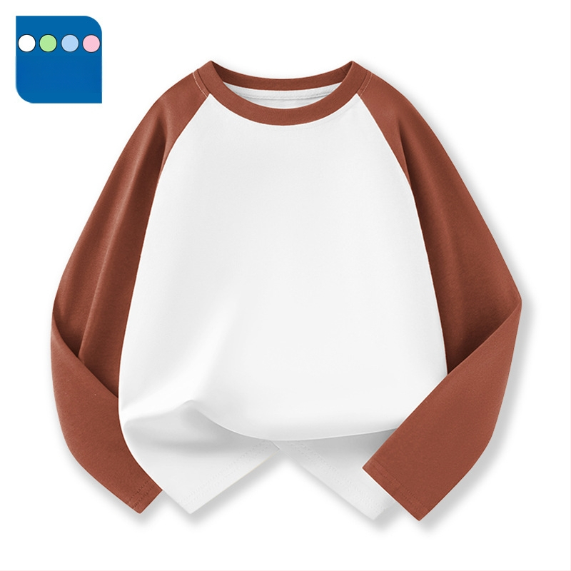 Vaikų raglano ilgų rankovių marškinėliai iš 100% medvilnės, apvalus kaklas, vienalytė spalva, drėgmės reguliavimas, švelnus paviršius, tinkamas pavasariui ir rudeniui, vaikams 3–8 ir 8+ metų