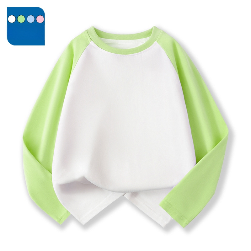 Vaikų raglano ilgų rankovių marškinėliai iš 100% medvilnės, apvalus kaklas, vienalytė spalva, drėgmės reguliavimas, švelnus paviršius, tinkamas pavasariui ir rudeniui, vaikams 3–8 ir 8+ metų