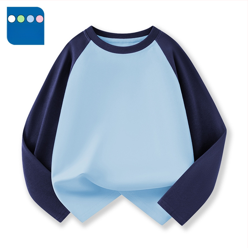 Vaikų raglano ilgų rankovių marškinėliai iš 100% medvilnės, apvalus kaklas, vienalytė spalva, drėgmės reguliavimas, švelnus paviršius, tinkamas pavasariui ir rudeniui, vaikams 3–8 ir 8+ metų