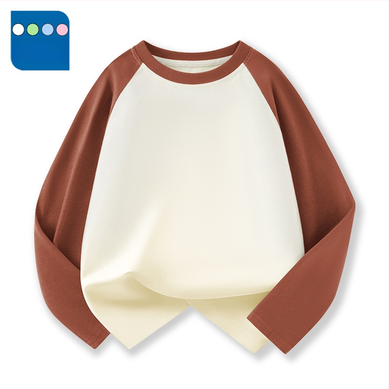 Vaikų raglano ilgų rankovių marškinėliai iš 100% medvilnės, apvalus kaklas, vienalytė spalva, drėgmės reguliavimas, švelnus paviršius, tinkamas pavasariui ir rudeniui, vaikams 3–8 ir 8+ metų