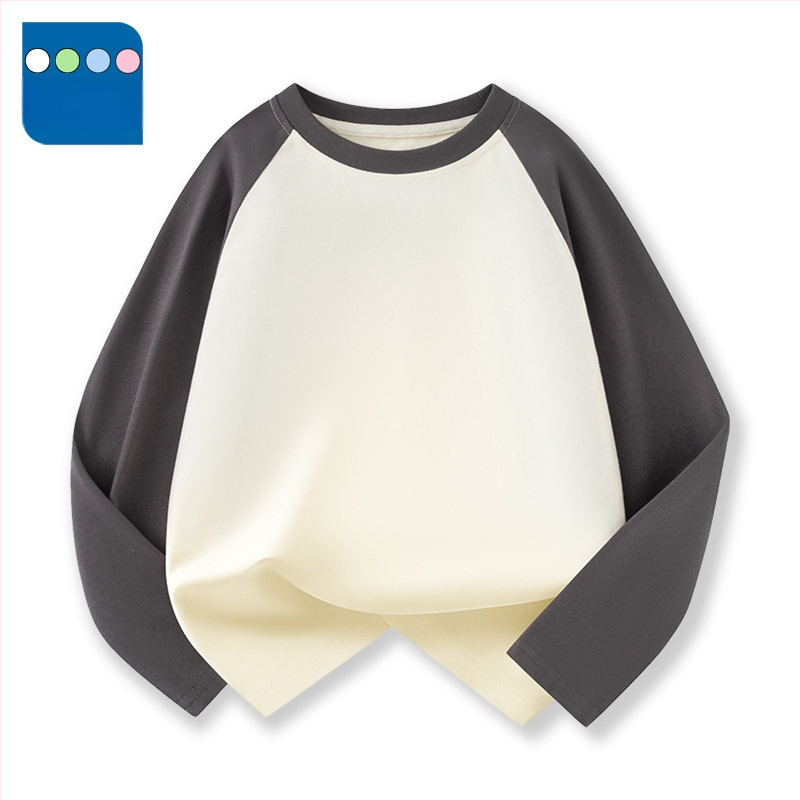 Vaikų raglano ilgų rankovių marškinėliai iš 100% medvilnės, apvalus kaklas, vienalytė spalva, drėgmės reguliavimas, švelnus paviršius, tinkamas pavasariui ir rudeniui, vaikams 3–8 ir 8+ metų