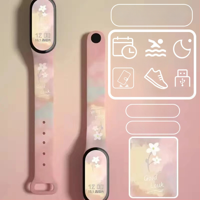 Gyerekeknek szánt okos karkötő – lépésszámláló, pulzusmérés, újratölthető, Android-kompatibilis, szilikon szíj, alumínium ötvözet tok