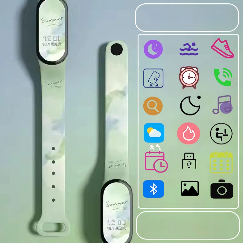 Gyerekeknek szánt okos karkötő – lépésszámláló, pulzusmérés, újratölthető, Android-kompatibilis, szilikon szíj, alumínium ötvözet tok
