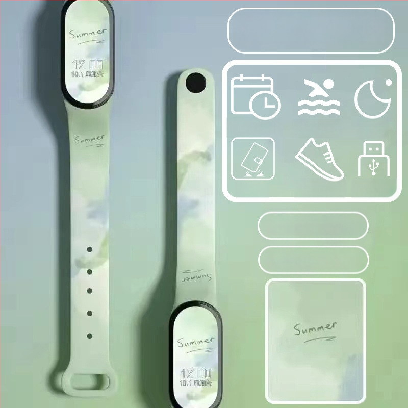 Gyerekeknek szánt okos karkötő – lépésszámláló, pulzusmérés, újratölthető, Android-kompatibilis, szilikon szíj, alumínium ötvözet tok