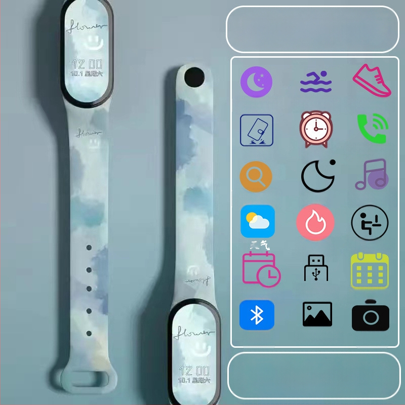 Gyerekeknek szánt okos karkötő – lépésszámláló, pulzusmérés, újratölthető, Android-kompatibilis, szilikon szíj, alumínium ötvözet tok