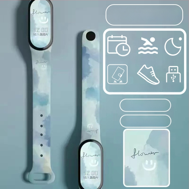 Gyerekeknek szánt okos karkötő – lépésszámláló, pulzusmérés, újratölthető, Android-kompatibilis, szilikon szíj, alumínium ötvözet tok