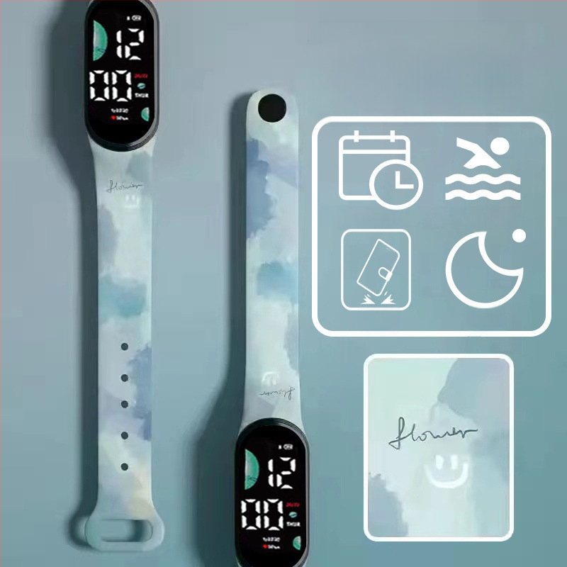 Gyerekeknek szánt okos karkötő – lépésszámláló, pulzusmérés, újratölthető, Android-kompatibilis, szilikon szíj, alumínium ötvözet tok