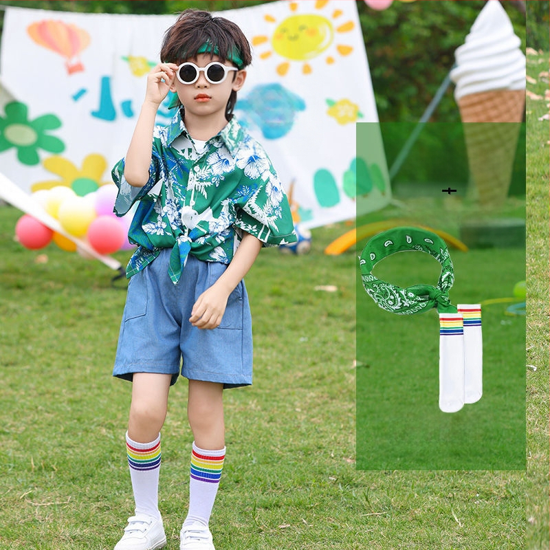 Vaikų šokių kostiumas Hong Kong stiliaus — unisex, amžiaus grupė 3-8 metų, vasara, medvilnės-poliesterio mišinys