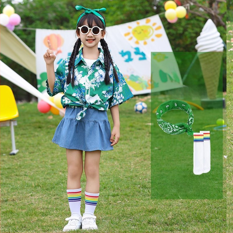 Vaikų šokių kostiumas Hong Kong stiliaus — unisex, amžiaus grupė 3-8 metų, vasara, medvilnės-poliesterio mišinys