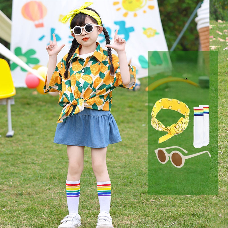 Vaikų šokių kostiumas Hong Kong stiliaus — unisex, amžiaus grupė 3-8 metų, vasara, medvilnės-poliesterio mišinys