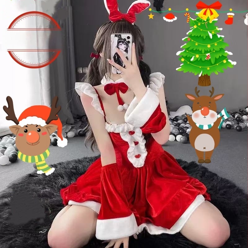 Bunnylány jelmez színpadra, női viselet, karácsonyi téma, poliészter anyag