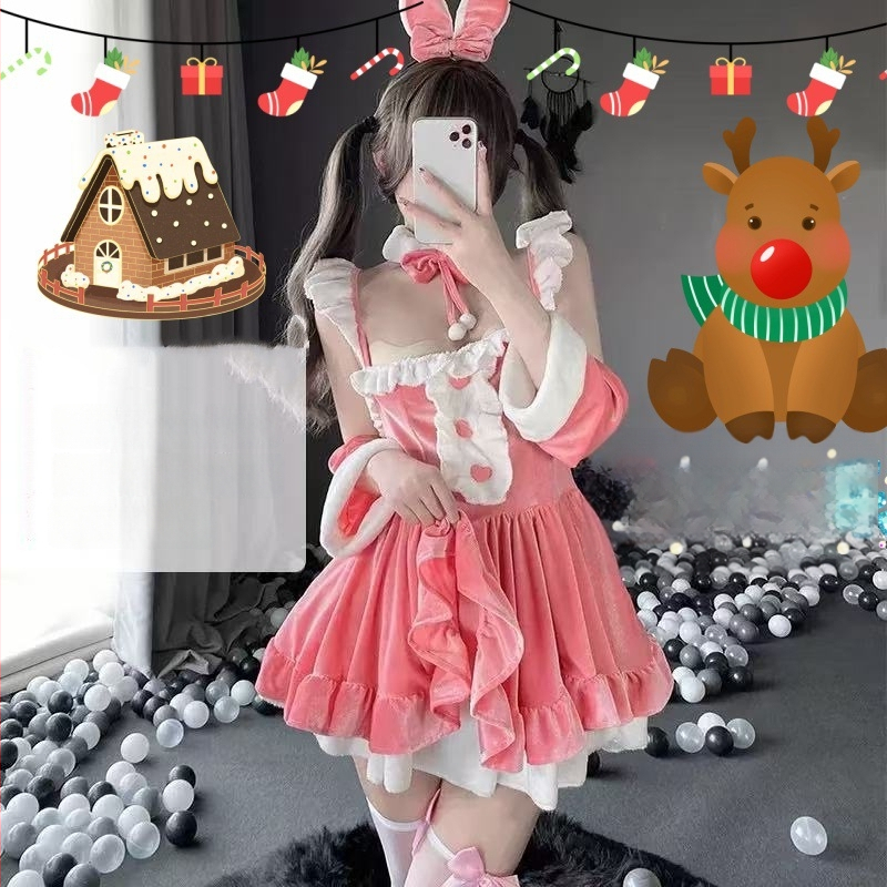 Bunnylány jelmez színpadra, női viselet, karácsonyi téma, poliészter anyag