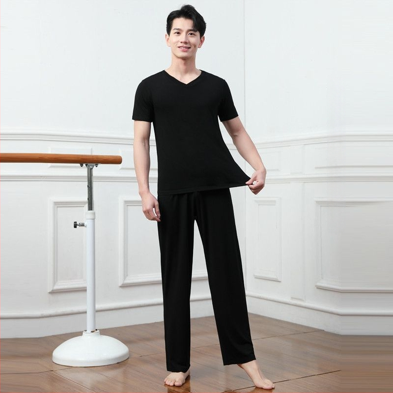 Vyrų šokių komplektas – viršus ir kelnės iš modalinio audinio, vasara, Lotynų ir etniniai šokiai