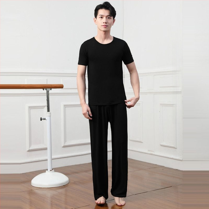 Vyrų šokių komplektas – viršus ir kelnės iš modalinio audinio, vasara, Lotynų ir etniniai šokiai